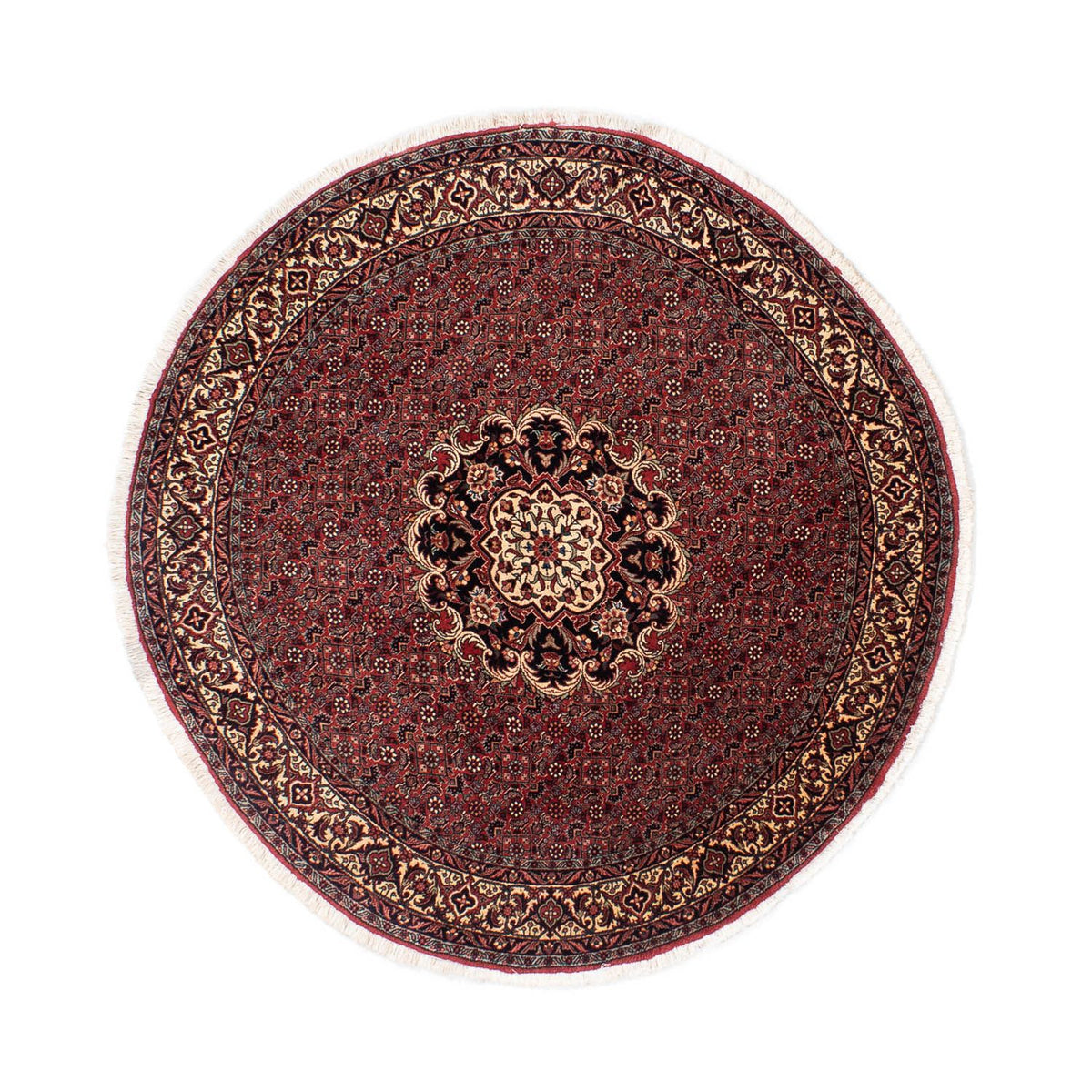Tapis persan - Bidjar ronde  - 150 x 150 cm - rouge foncé