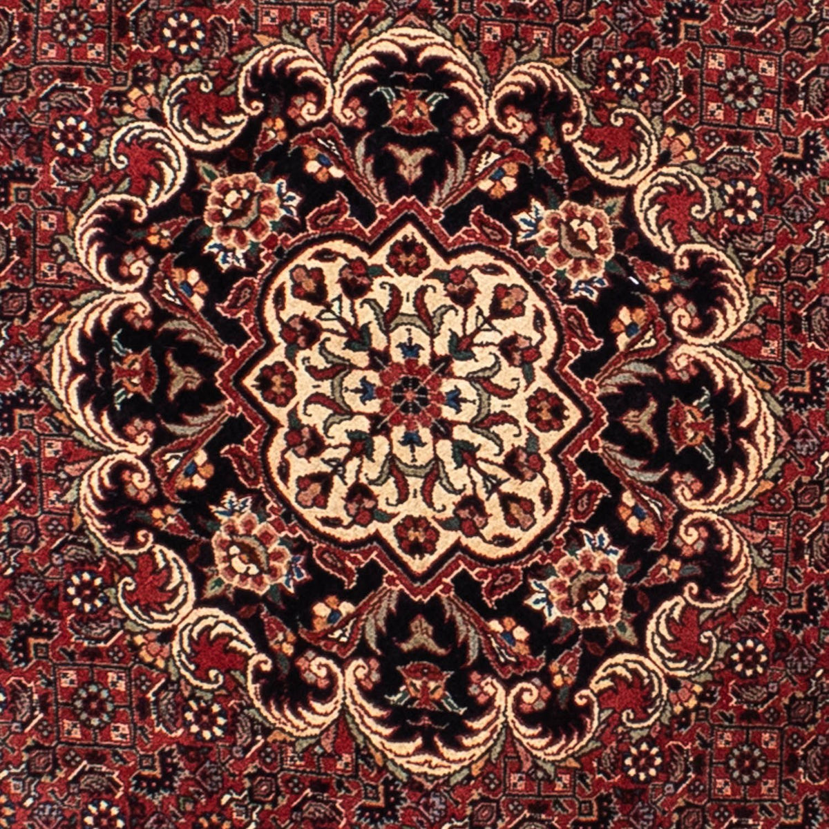 Tapis persan - Bidjar ronde  - 150 x 150 cm - rouge foncé