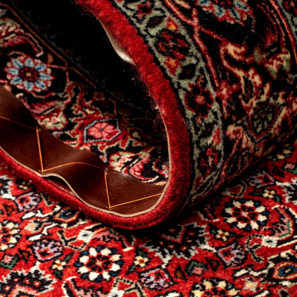 Tapis de couloir Tapis persan - Bidjar - 298 x 80 cm - rouge foncé