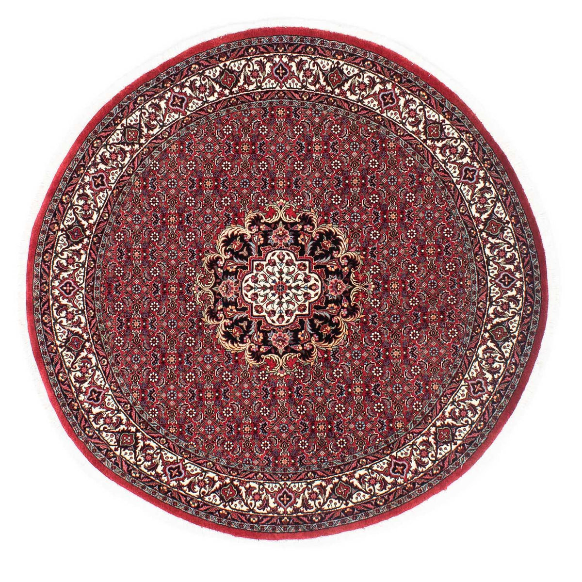 Tapis persan - Bidjar ronde  - 155 x 155 cm - rouge foncé