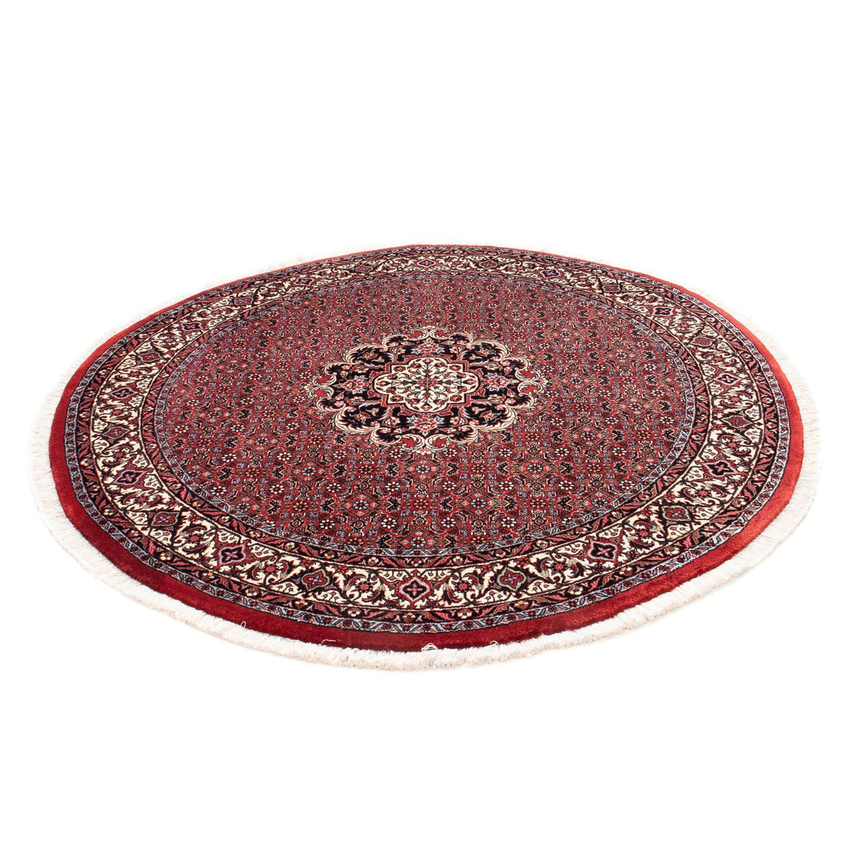 Tapis persan - Bidjar ronde  - 150 x 150 cm - rouge foncé
