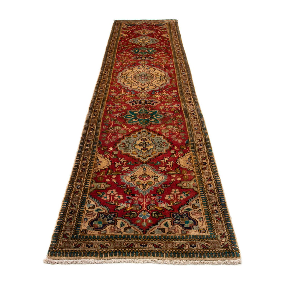 Tapis de couloir Tapis persan - Tabriz - Royal - 365 x 78 cm - rouge