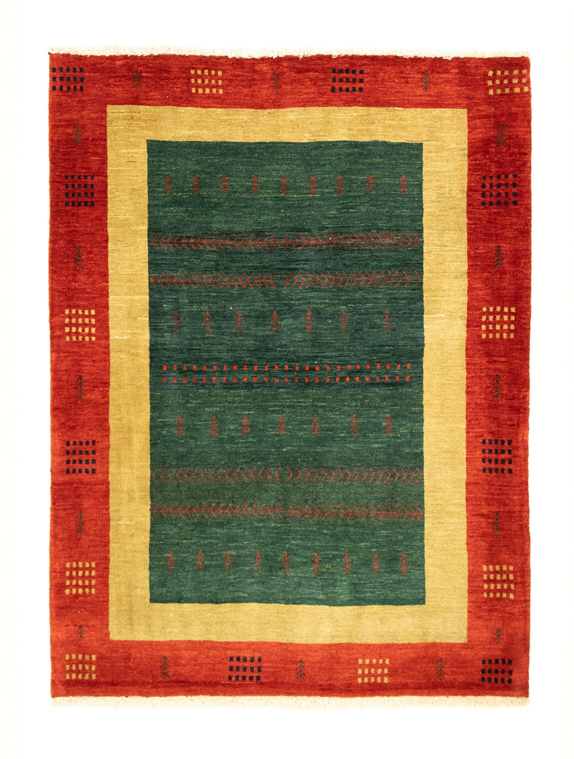 Tapis Gabbeh - Loribaft Persan - 181 x 127 cm - vert