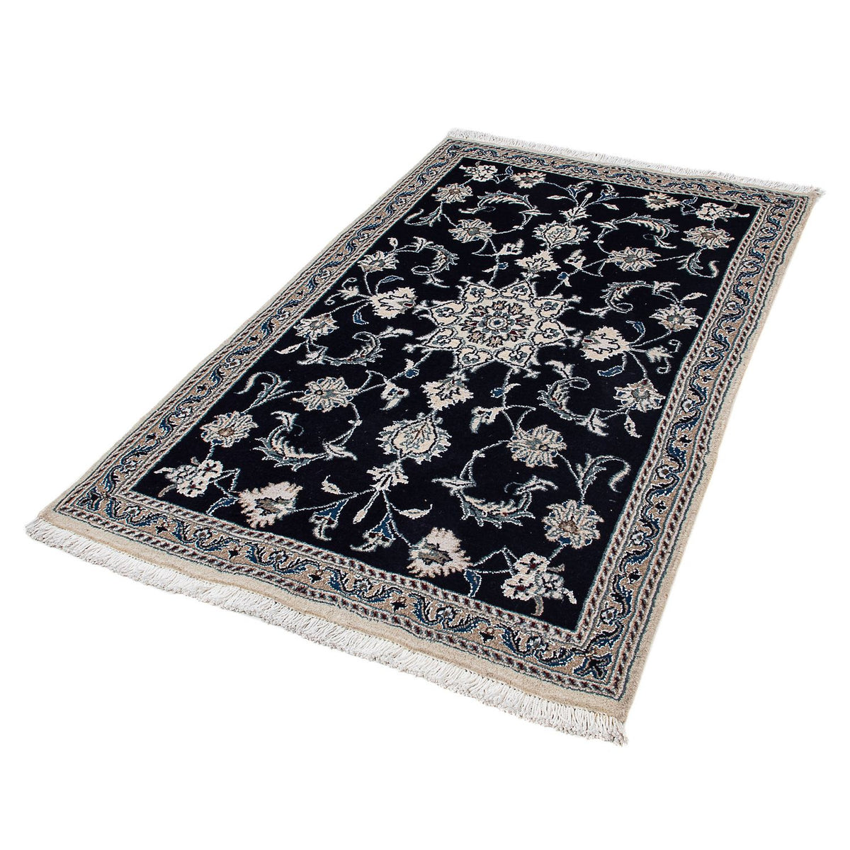 Tapis persan - Nain - 151 x 95 cm - bleu foncé