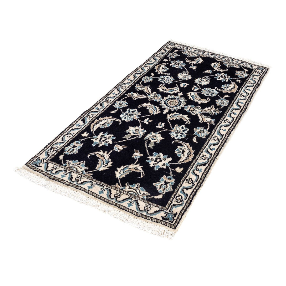 Tapis persan - Nain - 142 x 66 cm - bleu foncé
