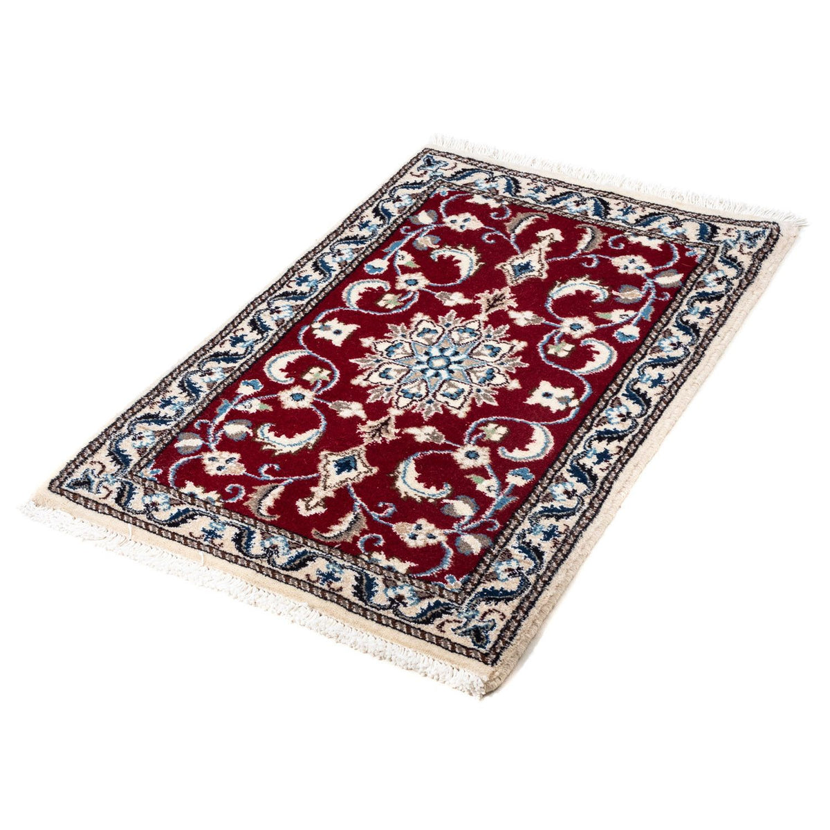 Tapis persan - Nain - 90 x 60 cm - rouge foncé