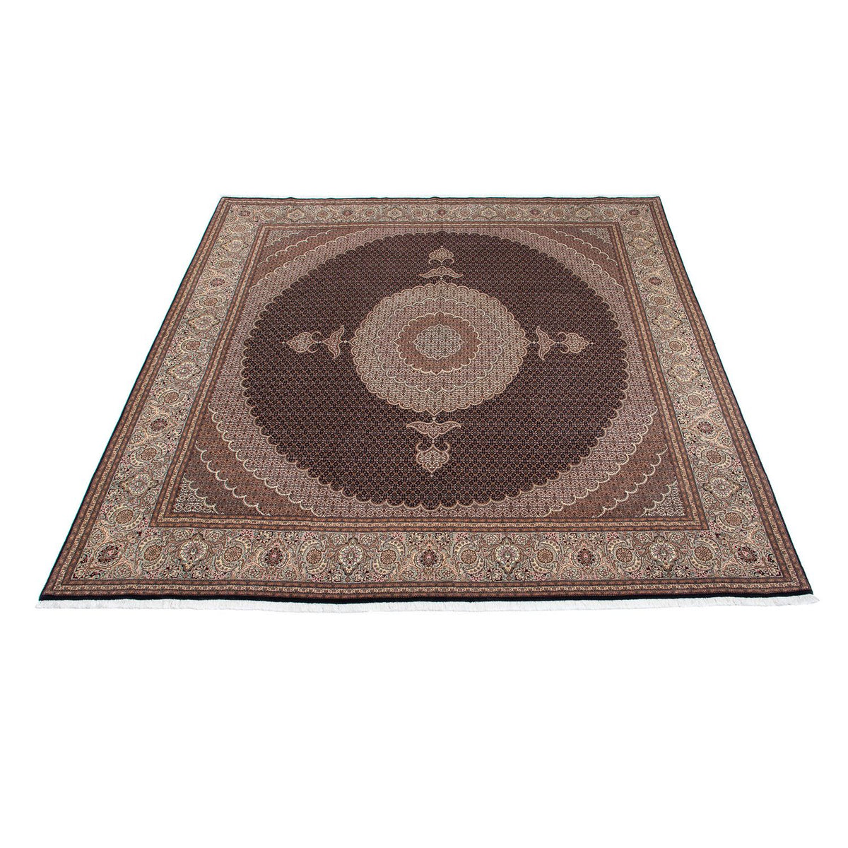 Tapis persan - Tabriz carré  - 315 x 298 cm - marron foncé