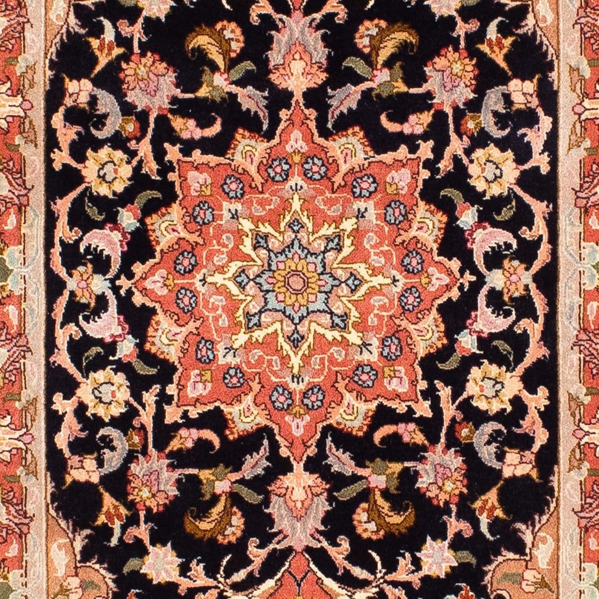 Tapis de couloir Tapis persan - Tabriz - Royal - 303 x 68 cm - bleu foncé