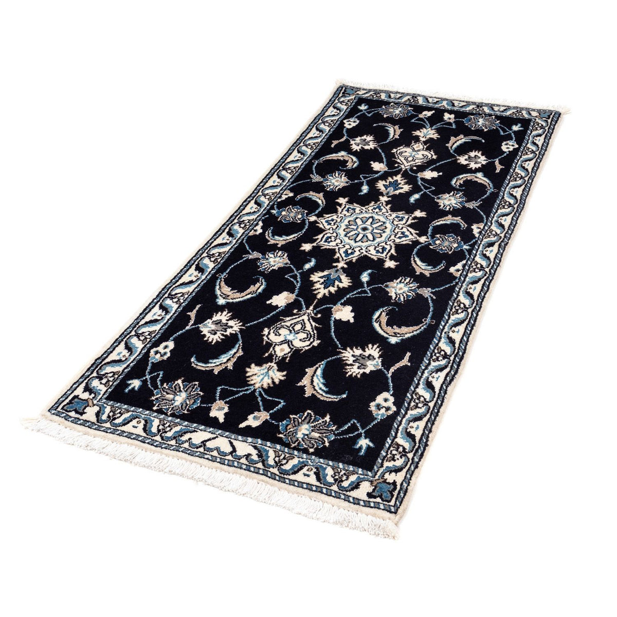 Tapis persan - Nain - 142 x 62 cm - bleu foncé