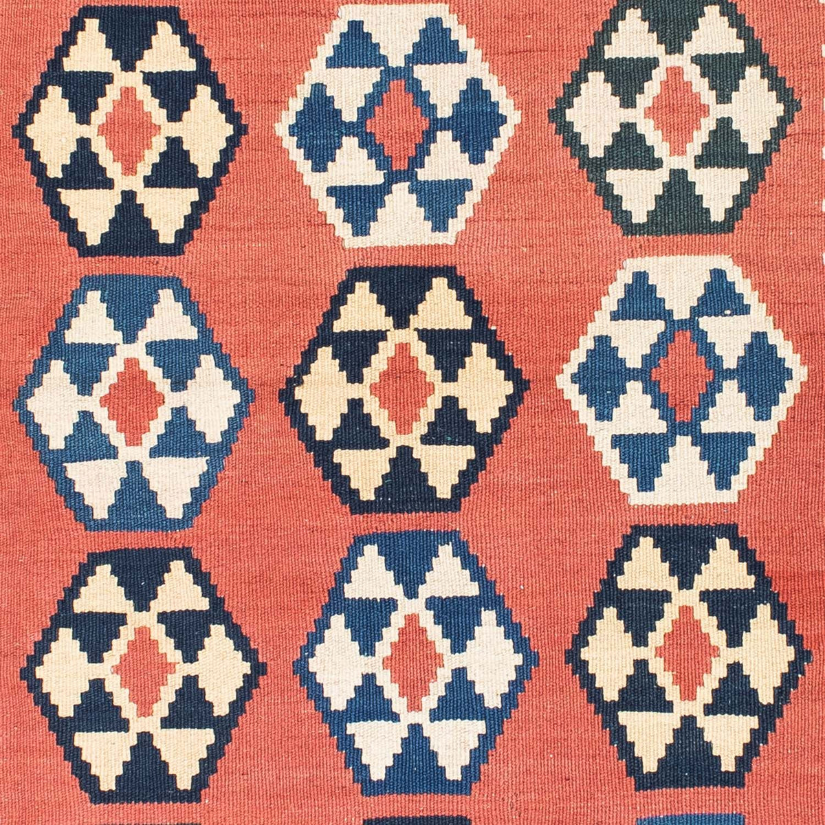 Tapis Kelim - Oriental carré  - 148 x 121 cm - rouille