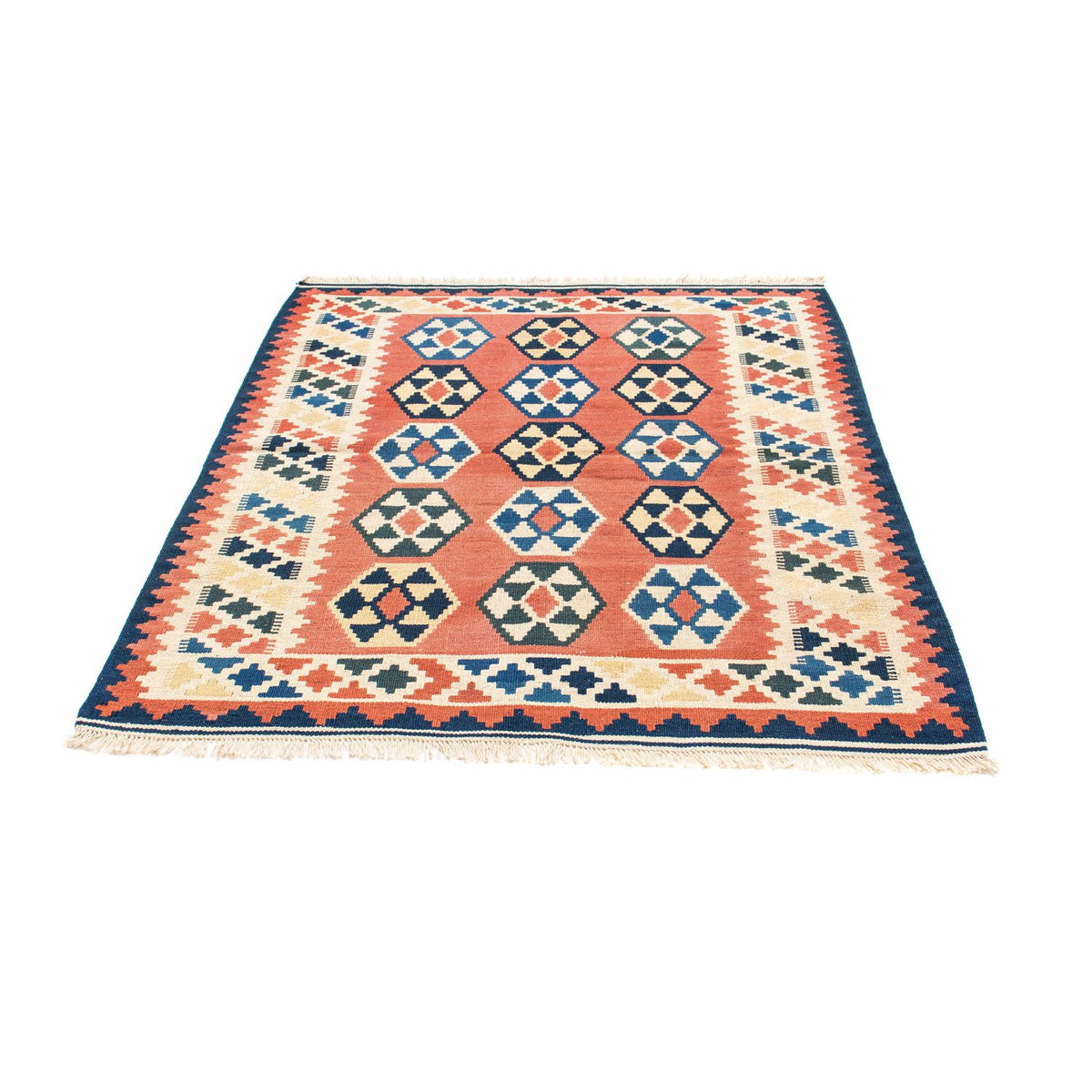 Tapis Kelim - Oriental carré  - 148 x 121 cm - rouille