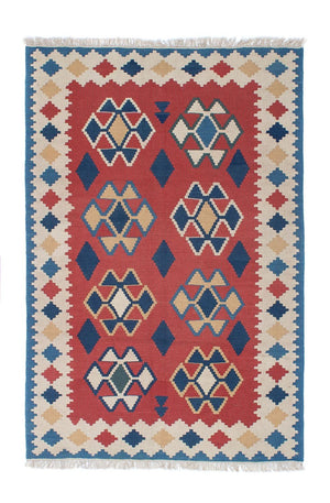 Tapis Kelim - Oriental - 180 x 120 cm - rouge foncé