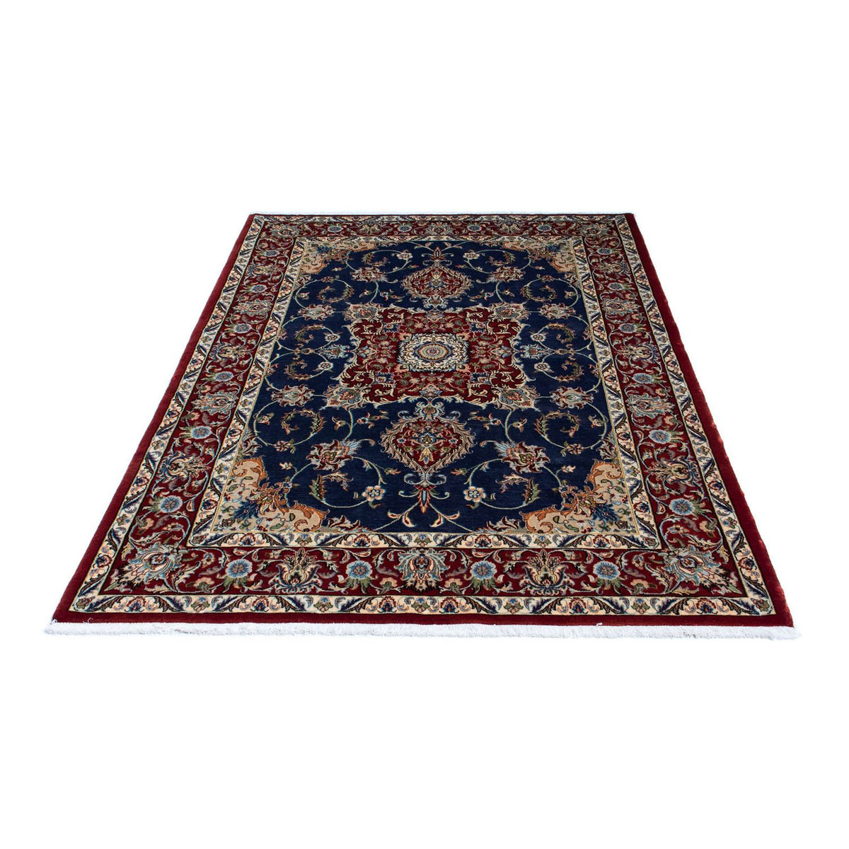 Tapis persan - Ghom - 193 x 133 cm - bleu foncé