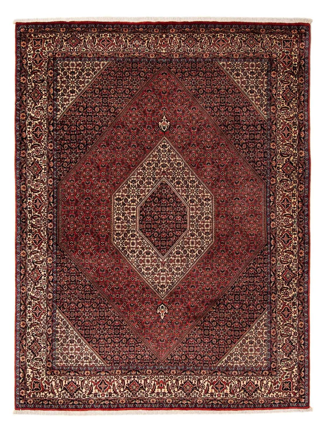 Tapis persan - Bidjar - 259 x 201 cm - rouge foncé