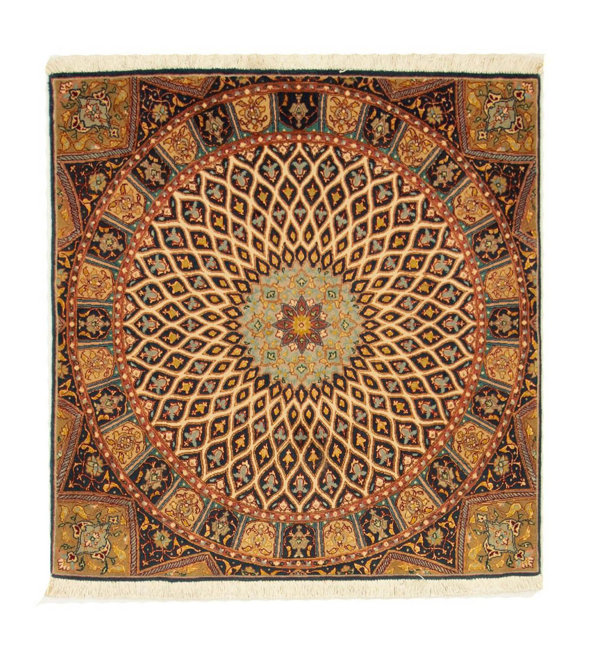 Tapis persan - Tabriz - Royal carré - 100 x 100 cm - multicolore