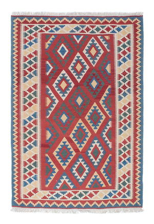 Tapis Kelim - Oriental - 186 x 125 cm - rouge foncé