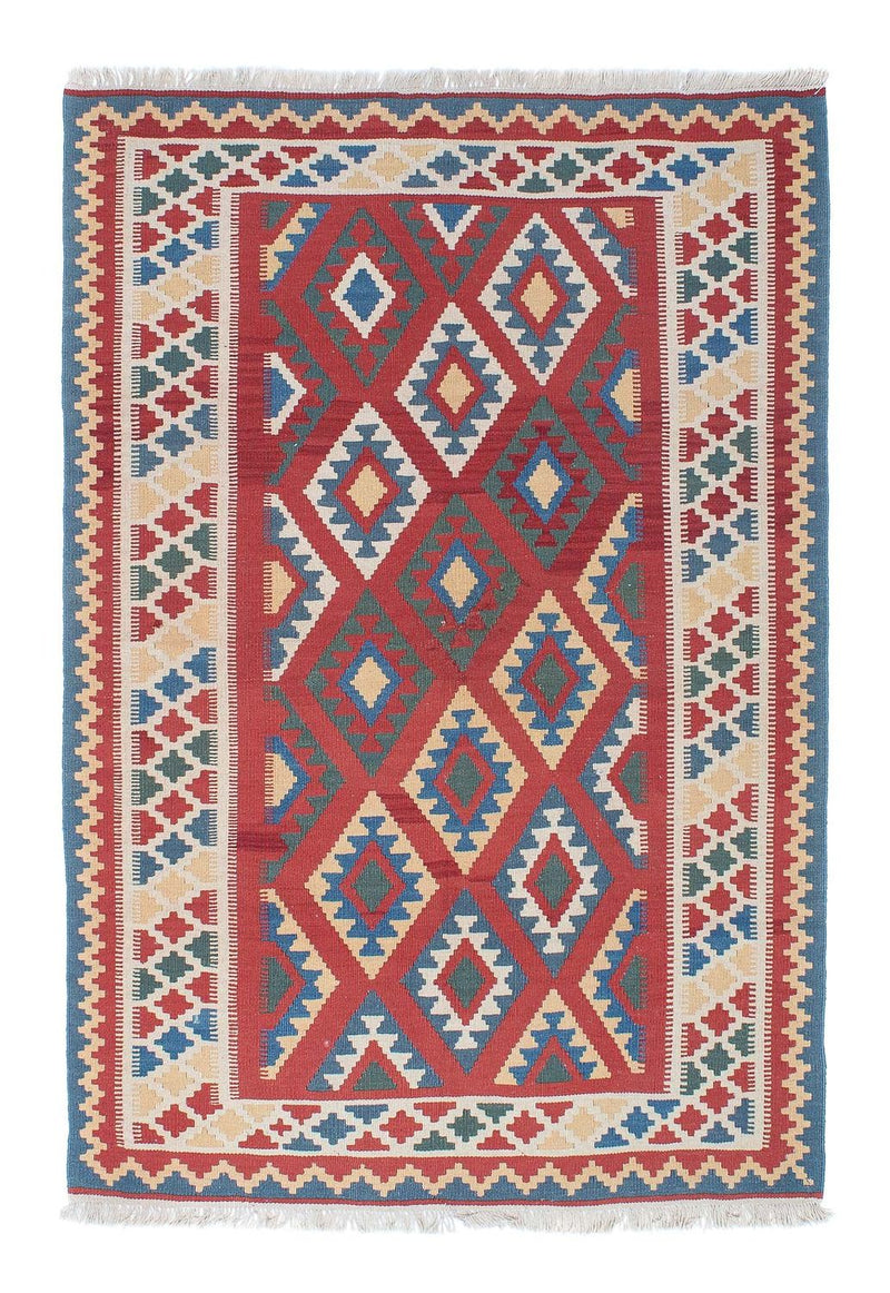 Tapis Kelim - Oriental - 186 x 125 cm - rouge foncé