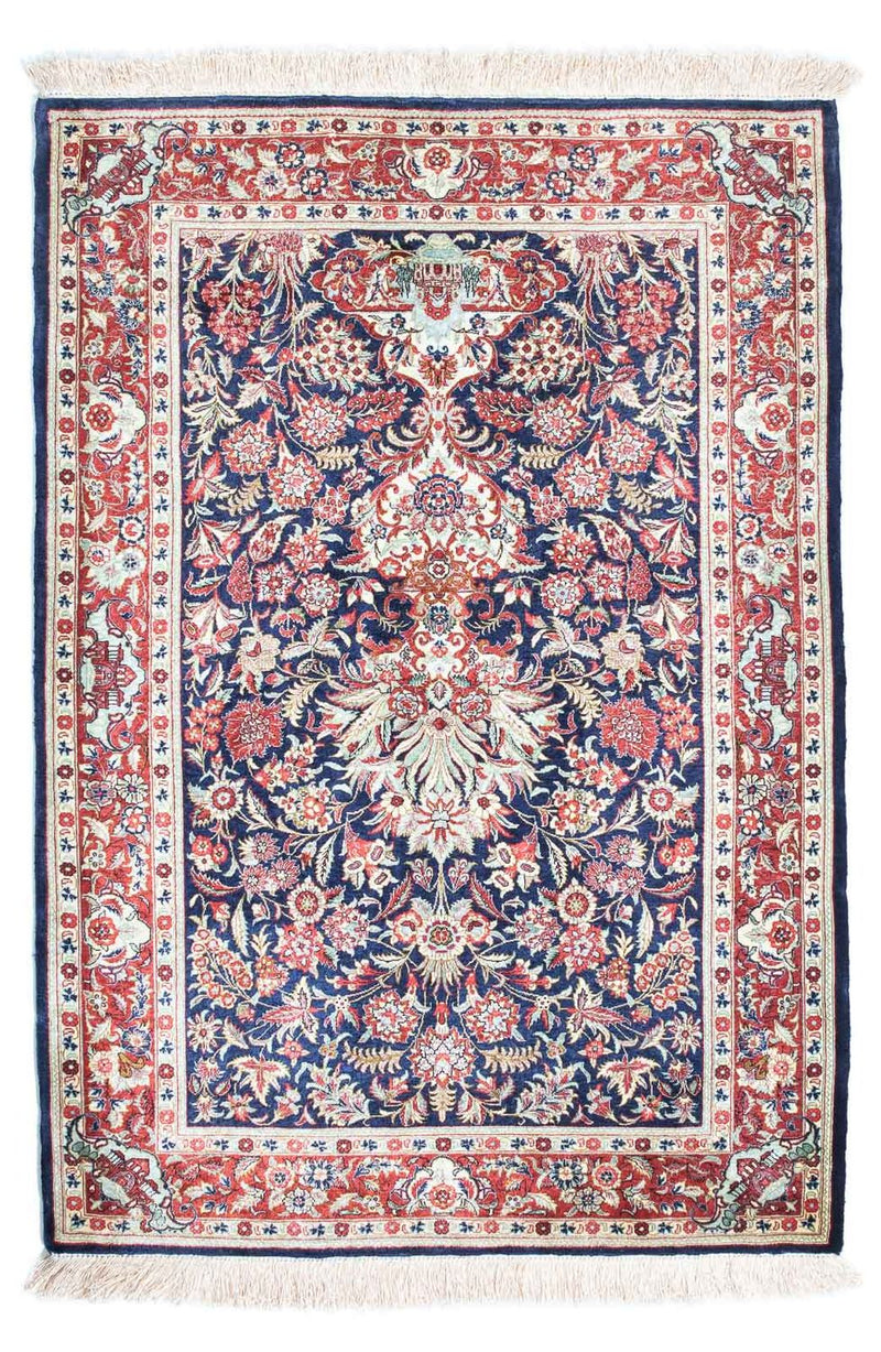 Tapis persan - Ghom - 121 x 84 cm - bleu foncé