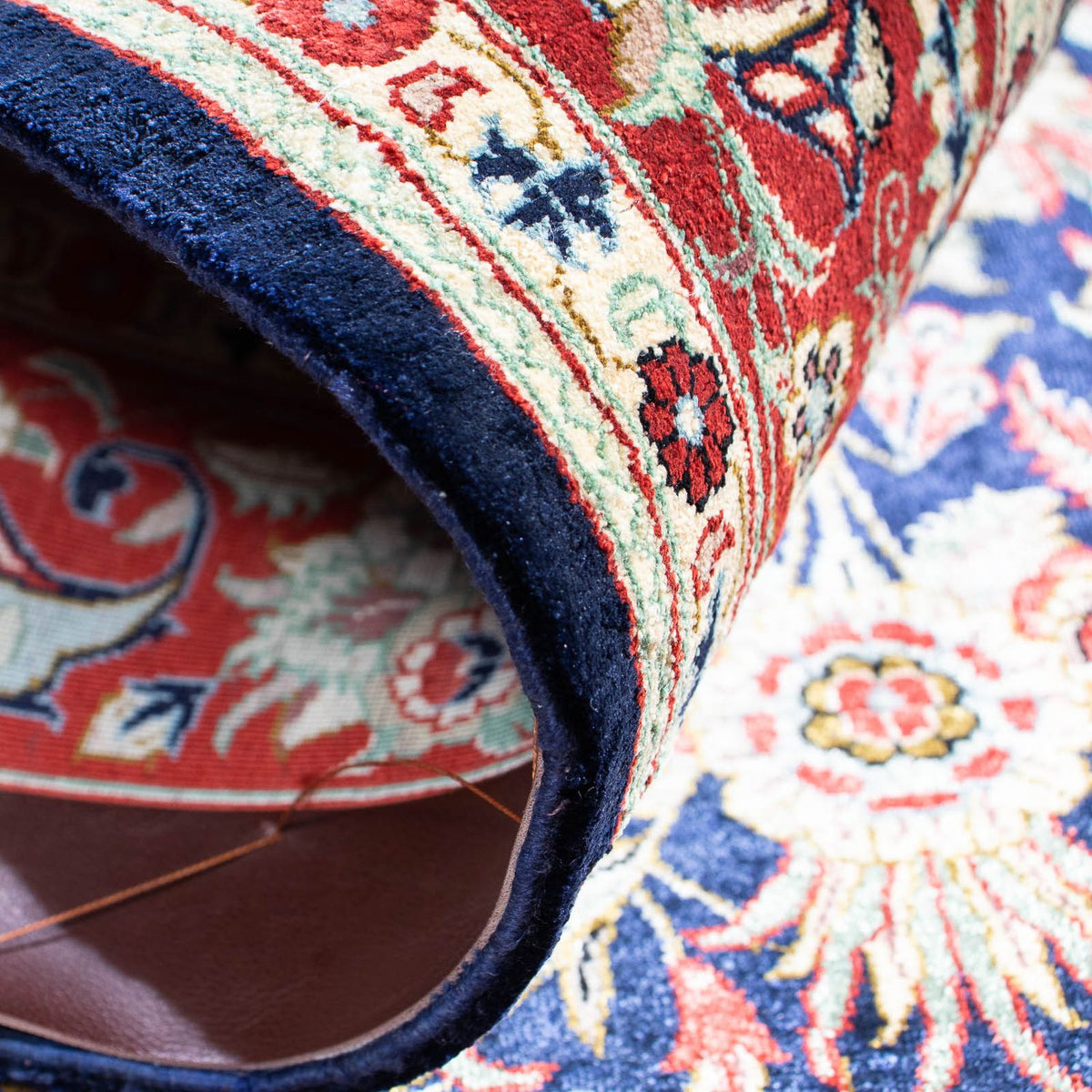 Tapis persan - Ghom - 121 x 84 cm - bleu foncé