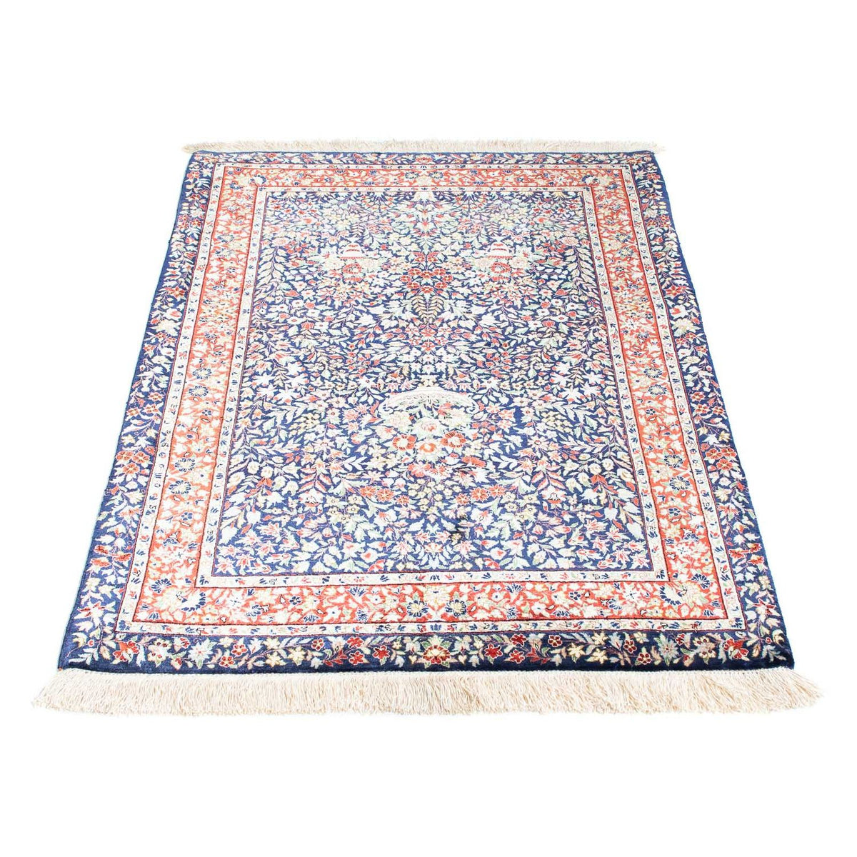 Tapis persan - Ghom - 120 x 78 cm - bleu foncé