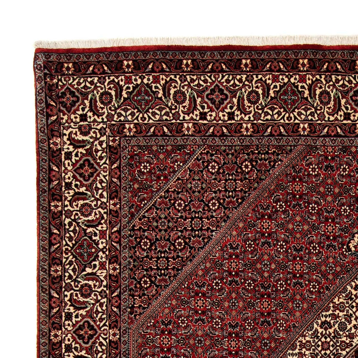 Tapis persan - Bidjar - 253 x 202 cm - rouge foncé