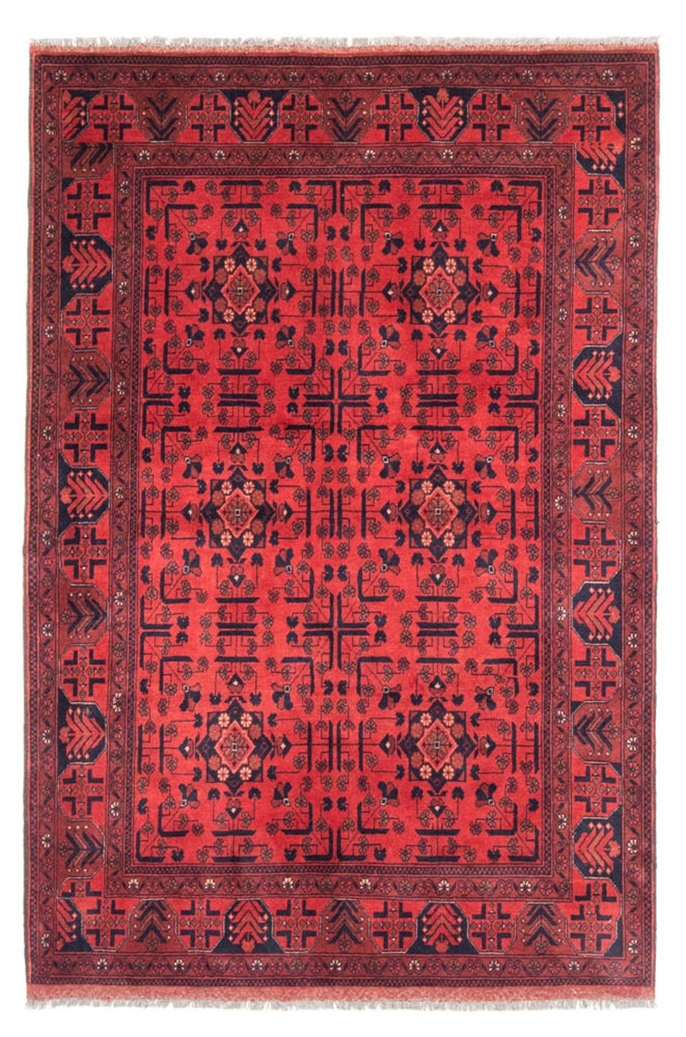 Tapis afghan - Kunduz - 190 x 130 cm - rouge