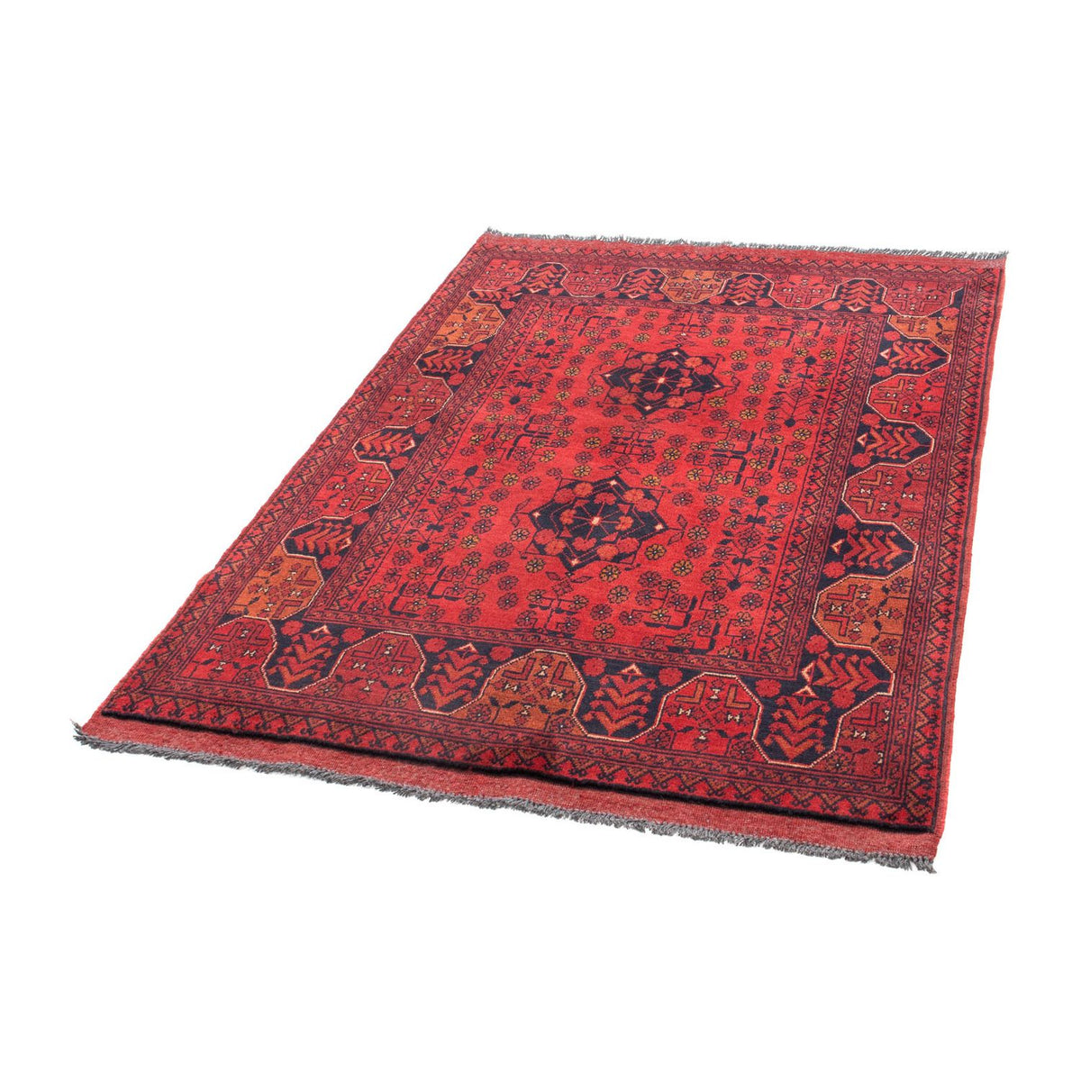 Tapis afghan - Kunduz - 145 x 103 cm - rouge foncé