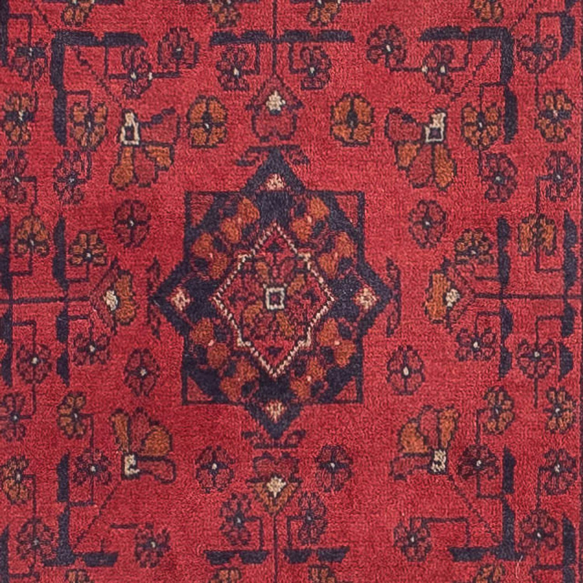 Tapis de couloir Tapis afghan - Kunduz - 298 x 83 cm - rouge foncé