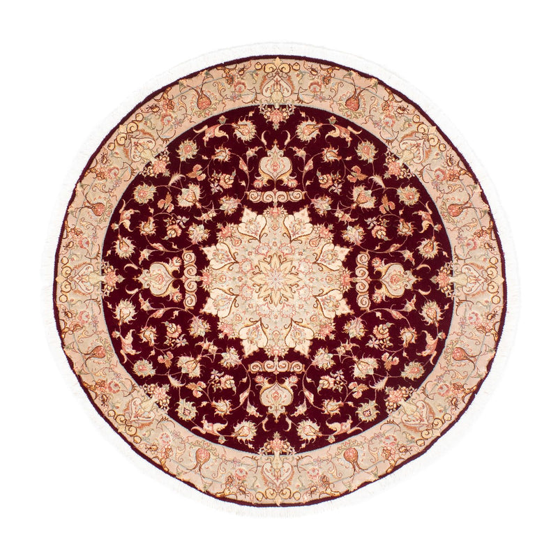 Tapis persan - Tabriz - Royal ronde  - 150 x 150 cm - rouge foncé