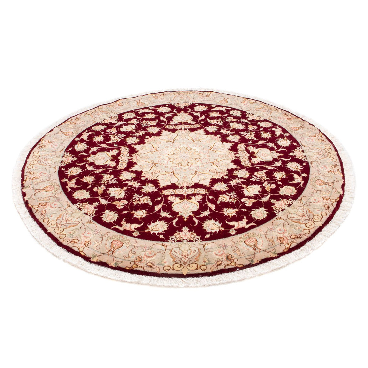 Tapis persan - Tabriz - Royal ronde  - 150 x 150 cm - rouge foncé