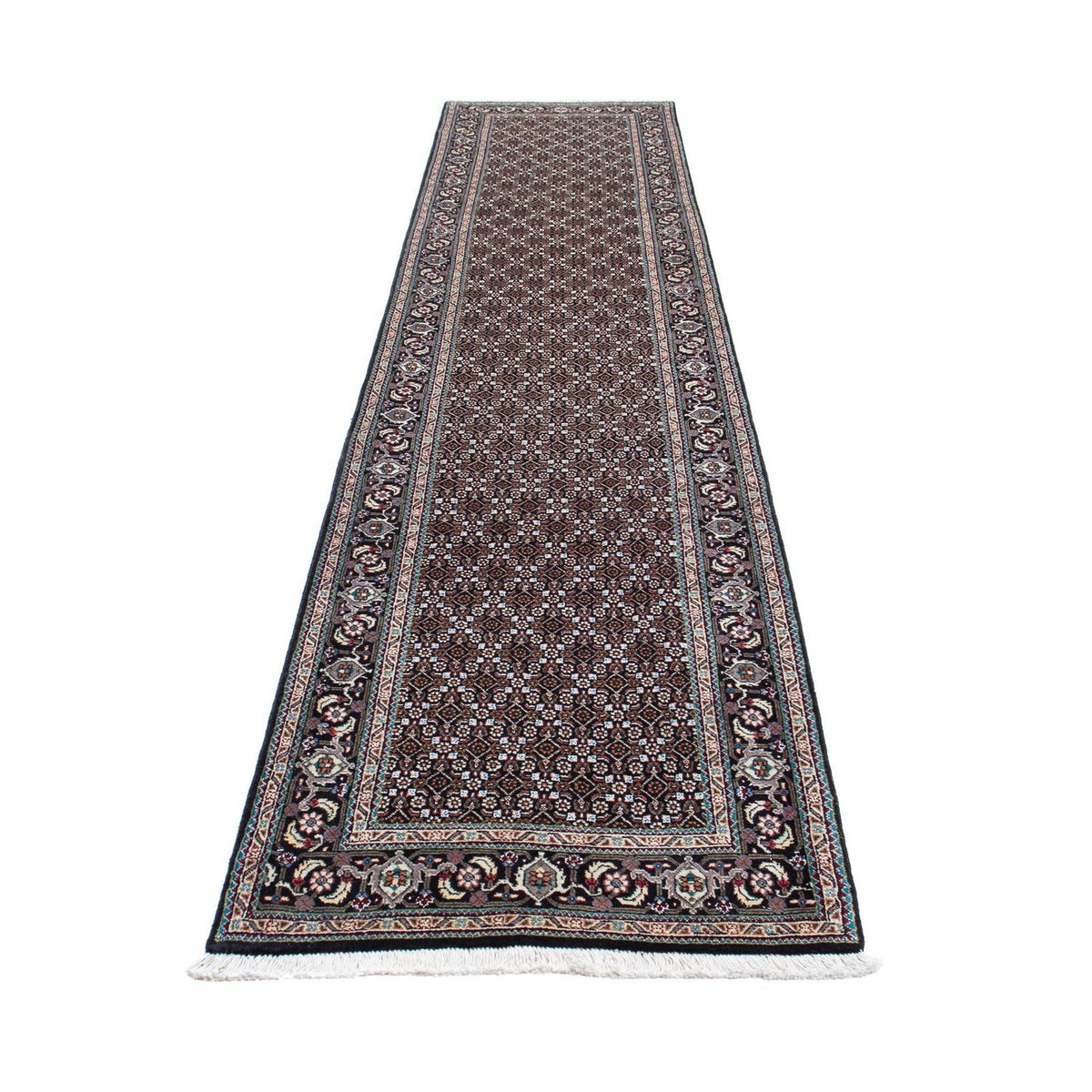 Tapis de couloir Tapis persan - Tabriz - 391 x 76 cm - gris