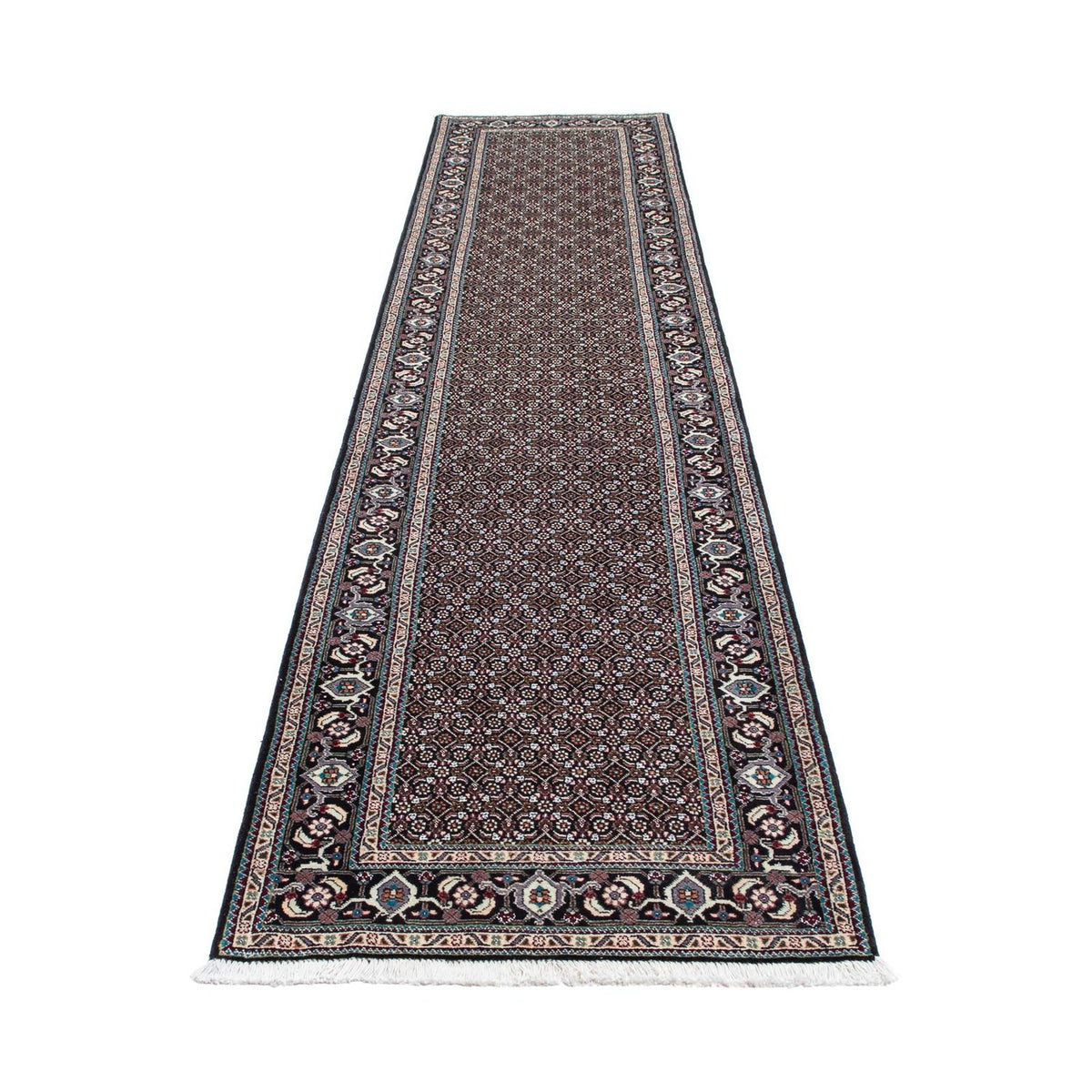 Tapis de couloir Tapis persan - Tabriz - 388 x 77 cm - gris