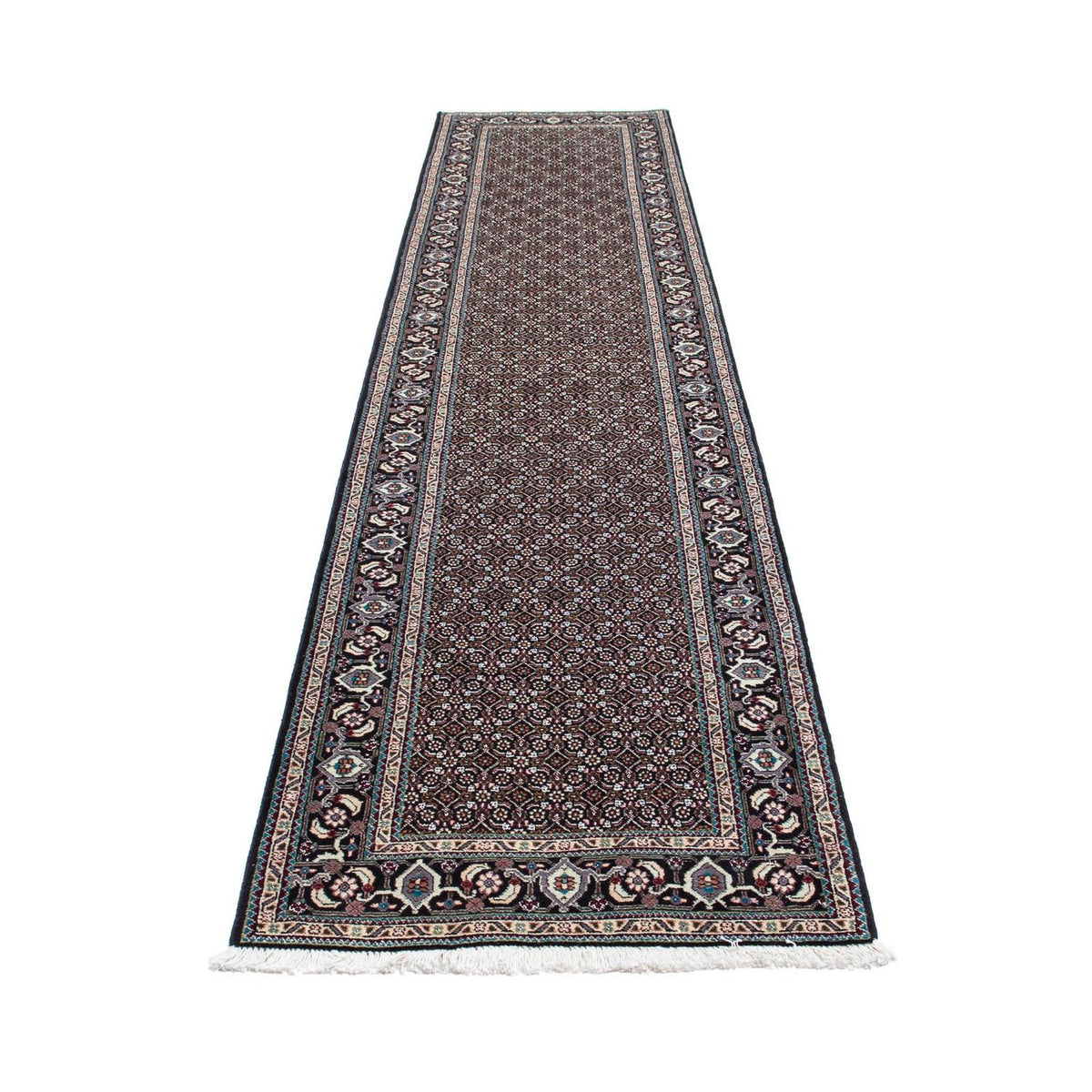 Tapis de couloir Tapis persan - Tabriz - 390 x 74 cm - gris
