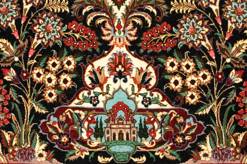 Tapis persan - Ghom - 163 x 107 cm - bleu foncé