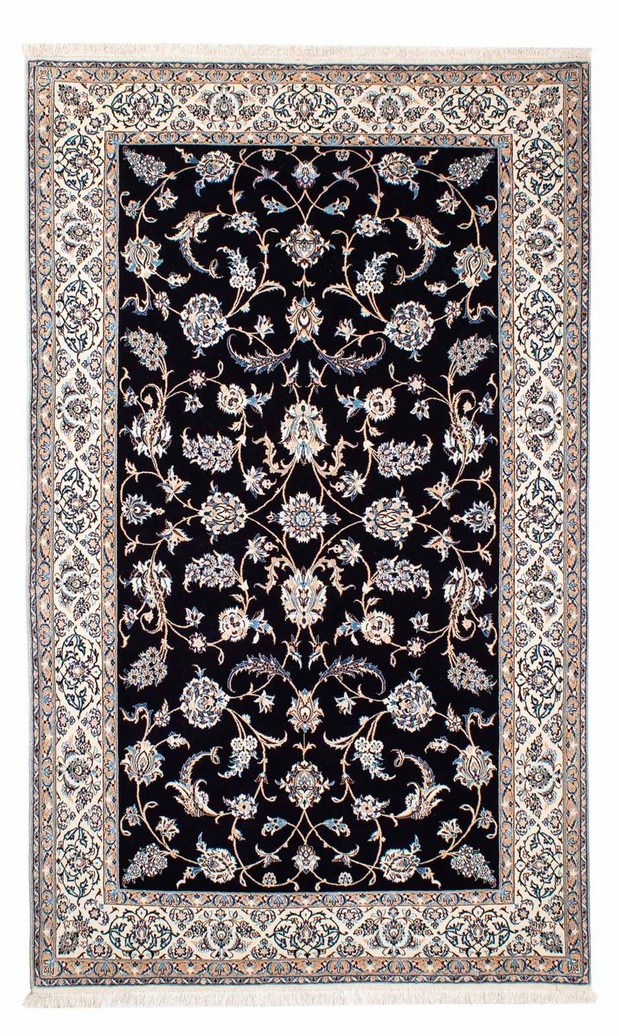 Tapis persan - Nain - Premium - 208 x 127 cm - bleu foncé