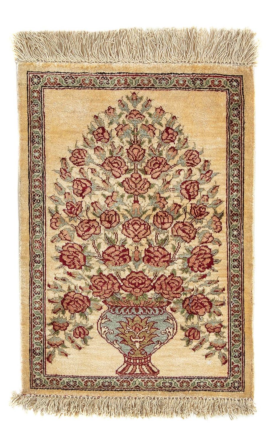 Tapis en soie - Ghom soie - Premium - 41 x 31 cm - beige