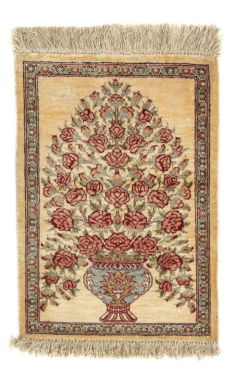 Tapis en soie - Ghom soie - Premium - 41 x 31 cm - beige