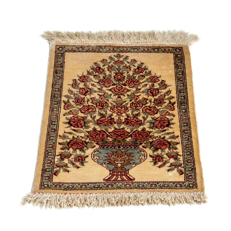 Tapis en soie - Ghom soie - Premium - 41 x 31 cm - beige