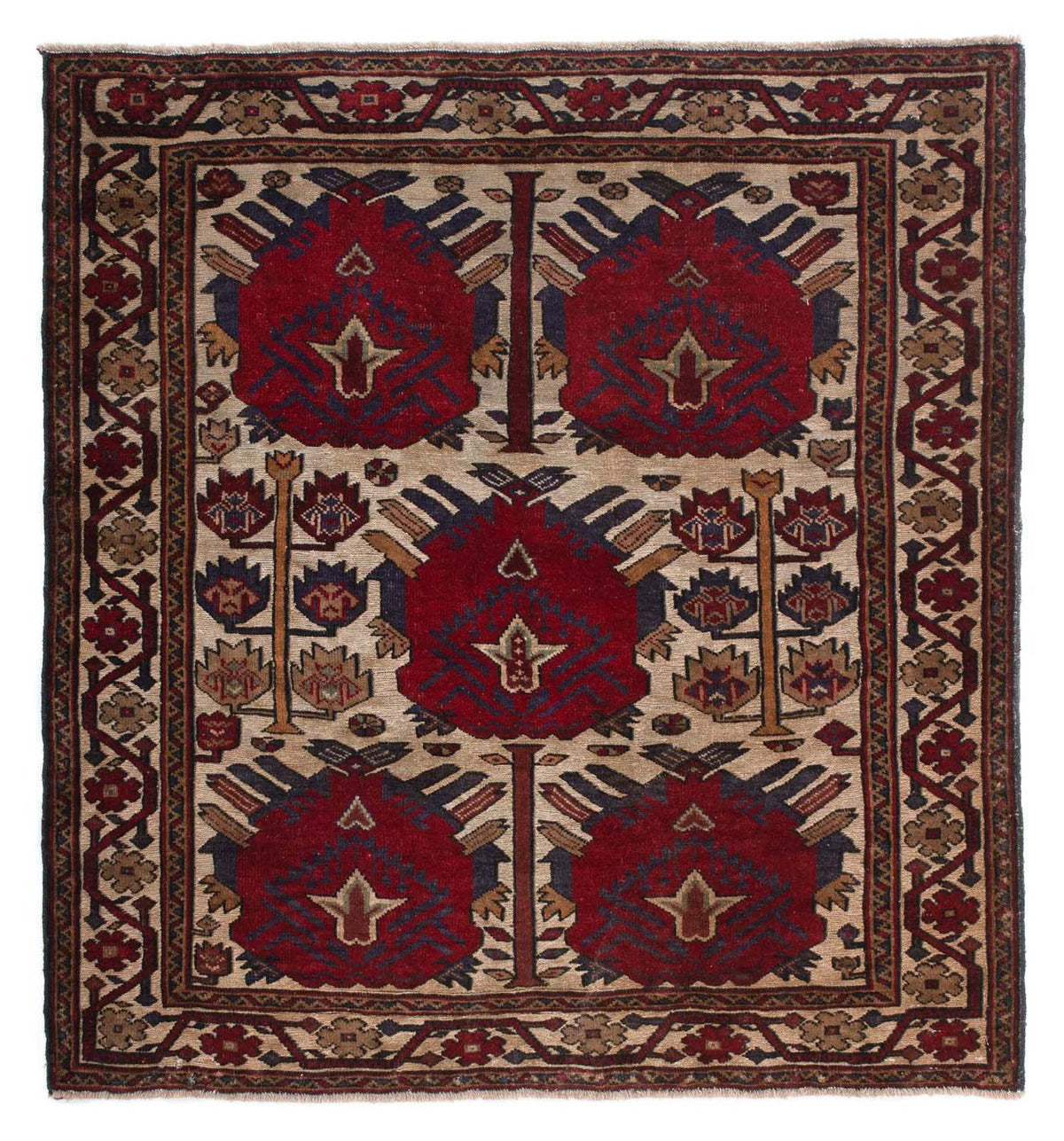 Tapis Belutsch carré - 137 x 130 cm - marron clair