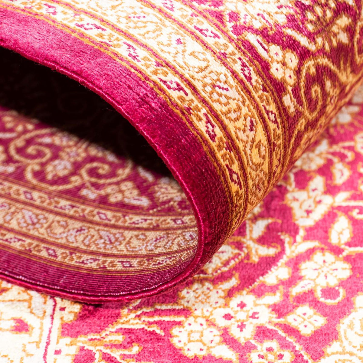 Tapis persan - Ghom - 143 x 95 cm - rouge foncé