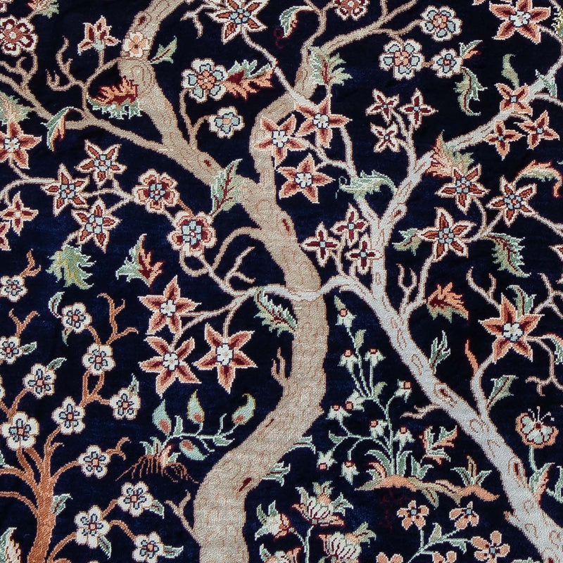 Tapis persan - Ghom - 87 x 59 cm - bleu foncé