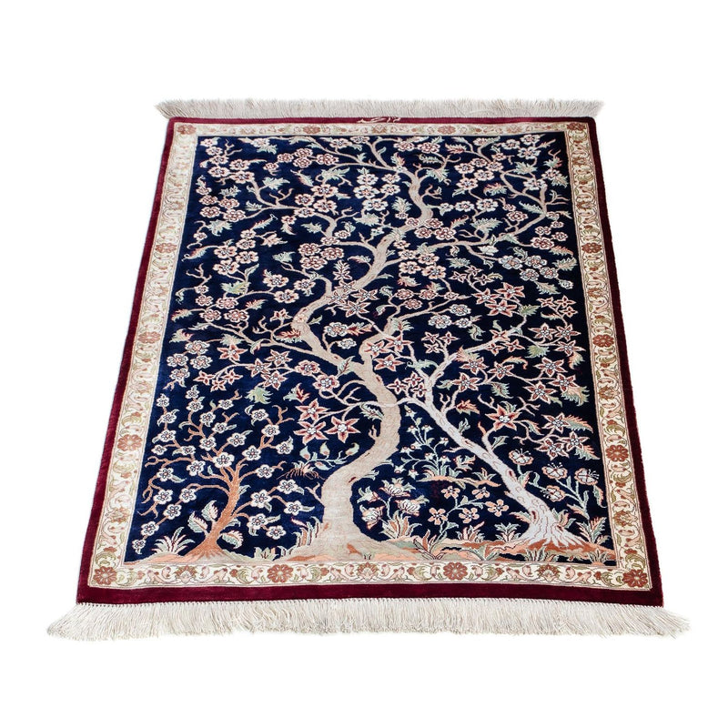 Tapis persan - Ghom - 87 x 59 cm - bleu foncé