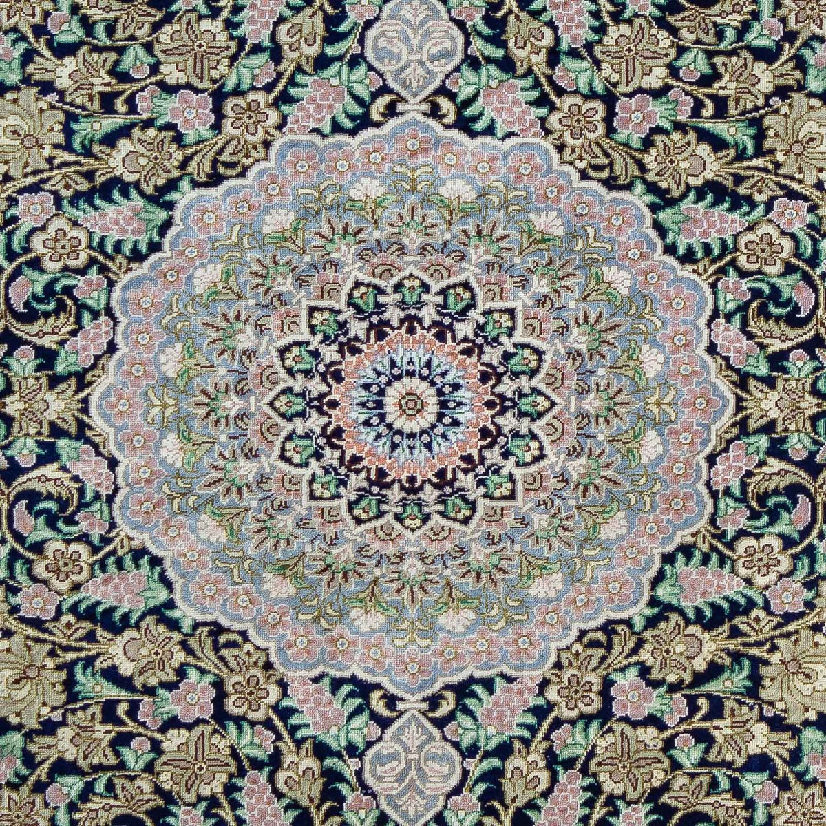 Tapis persan - Ghom - 88 x 63 cm - bleu foncé