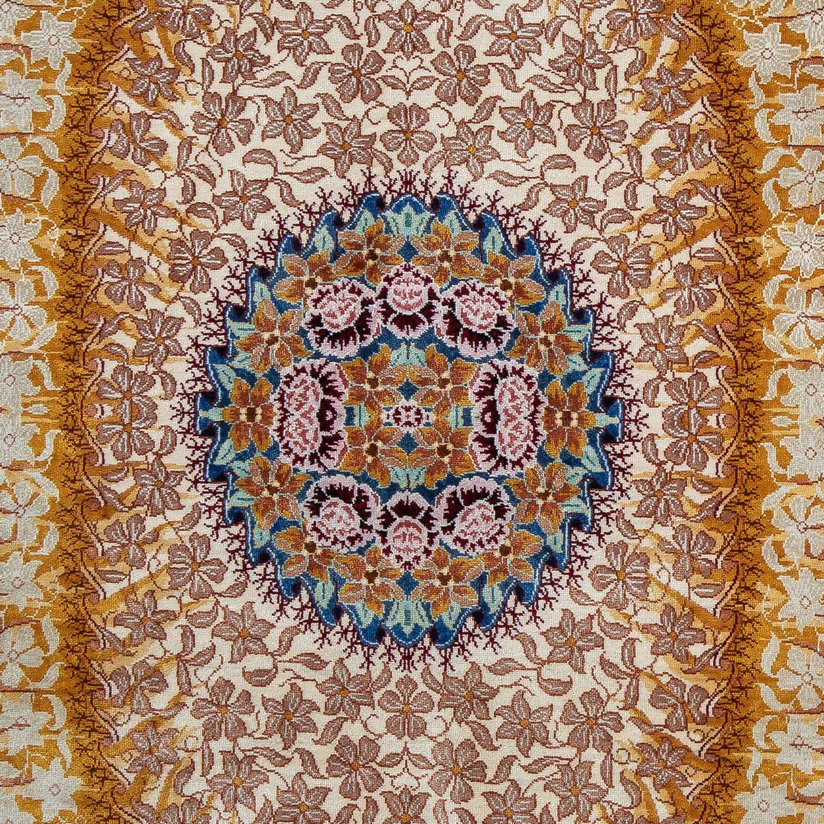 Tapis en soie - Ghom soie - Premium - 93 x 60 cm - bleu foncé