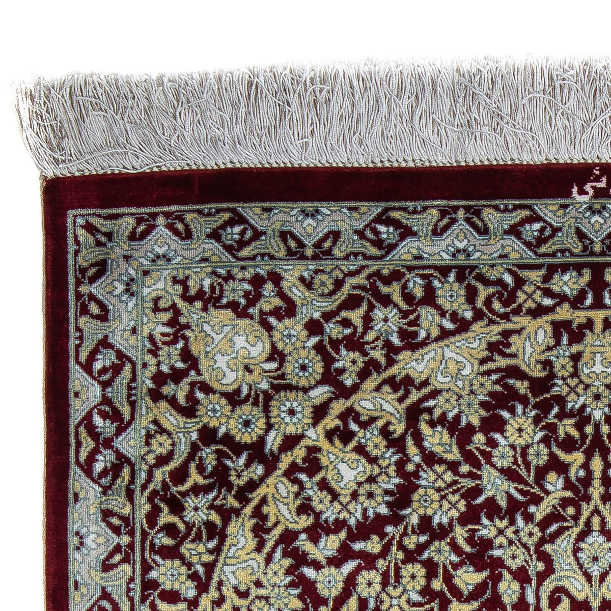 Tapis persan - Ghom - 78 x 54 cm - rouge foncé