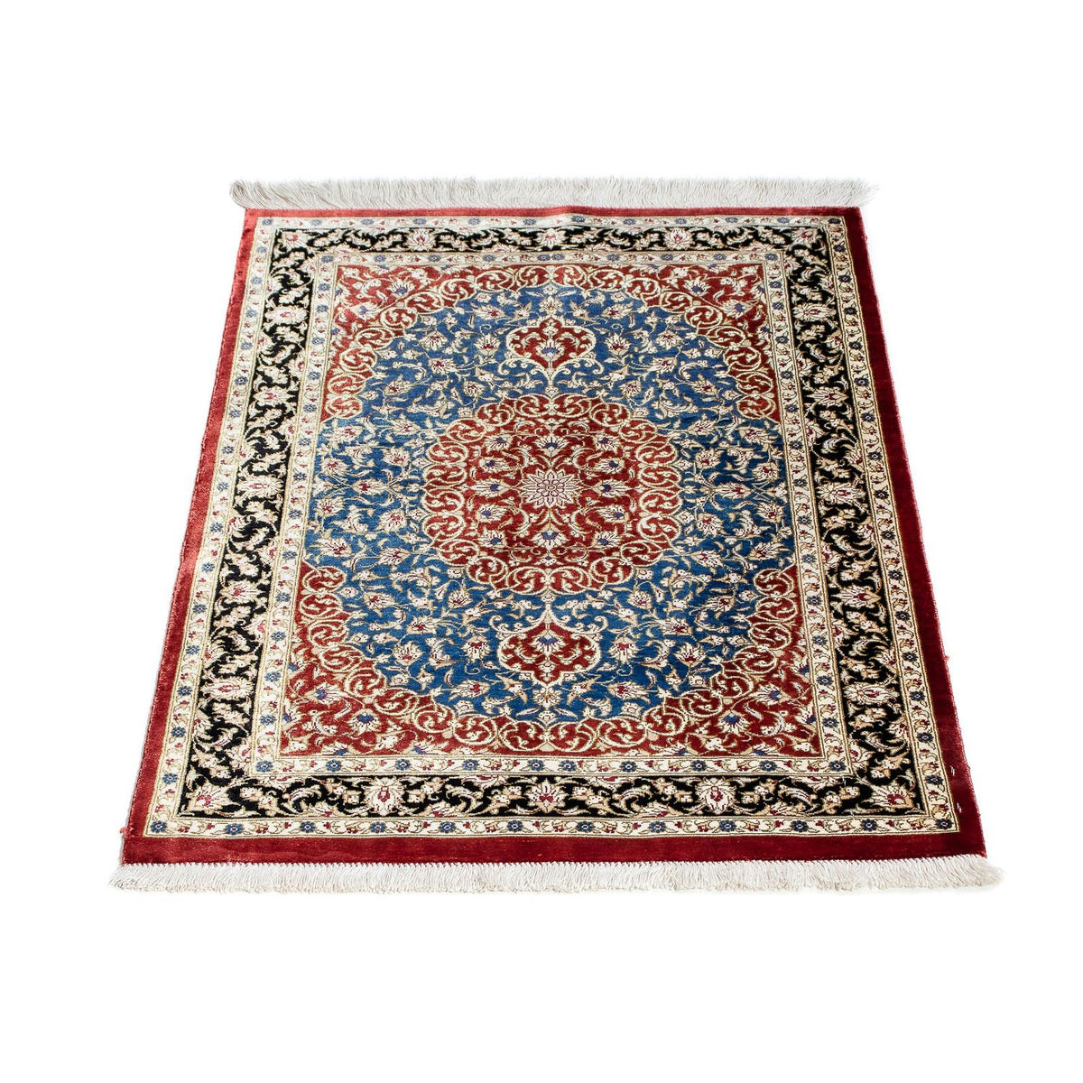 Tapis persan - Ghom - 81 x 55 cm - rouge foncé
