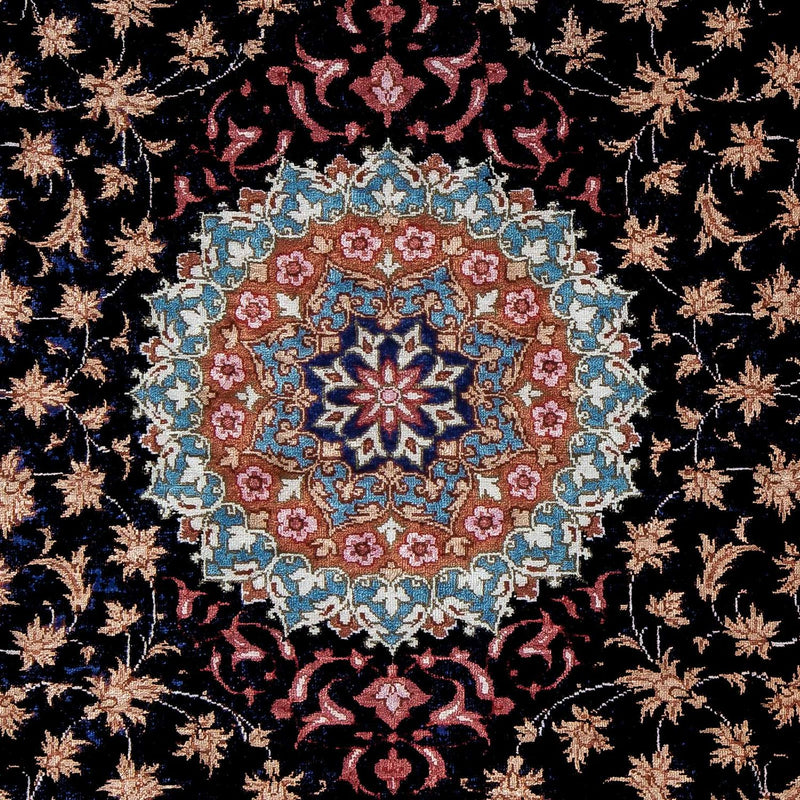 Tapis persan - Ghom - 80 x 55 cm - bleu foncé