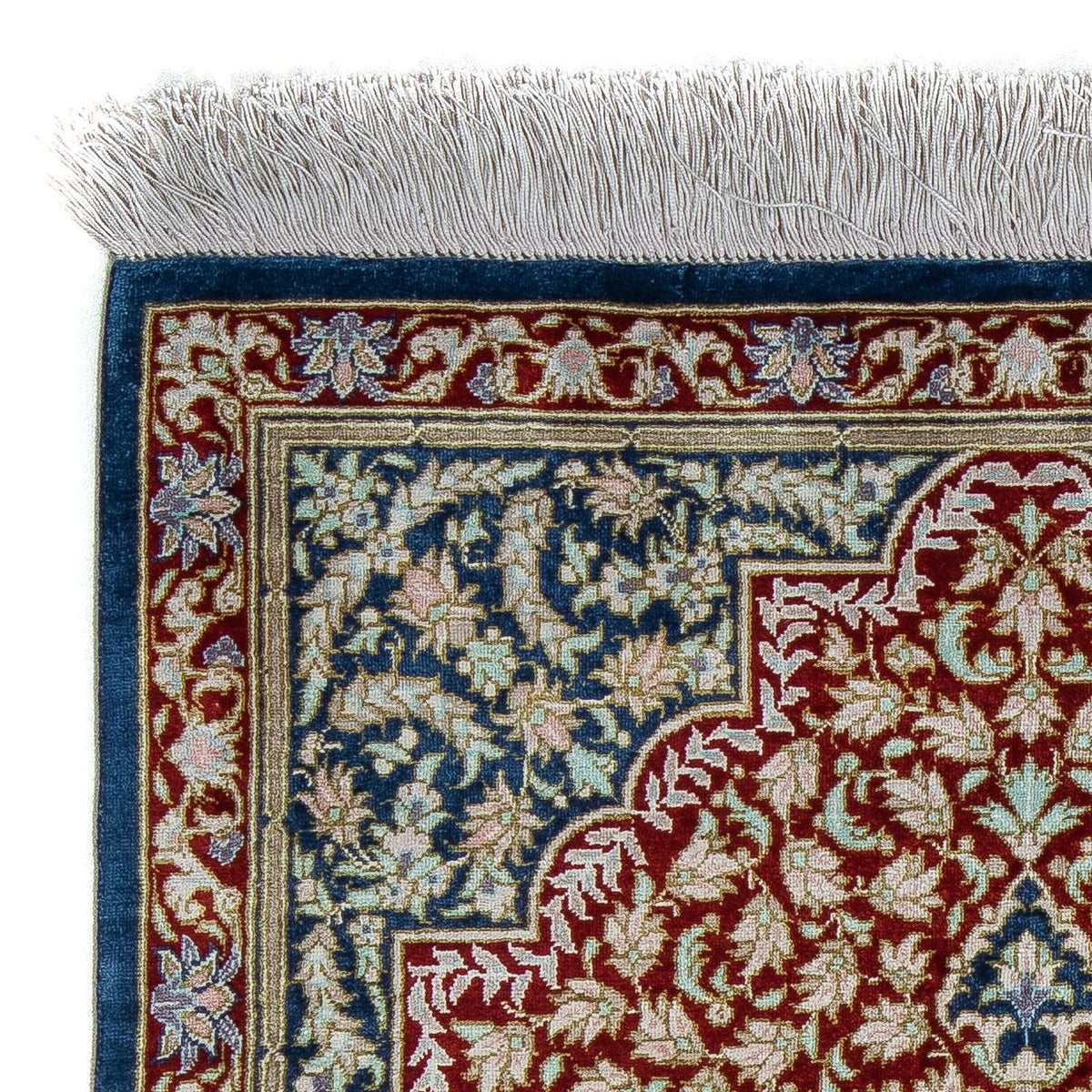 Tapis persan - Ghom - 83 x 53 cm - bleu foncé