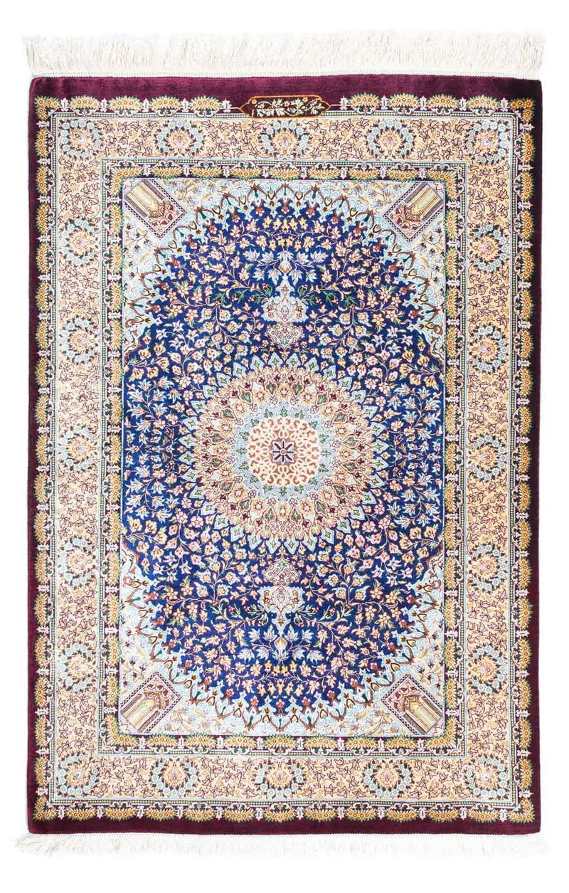 Tapis persan - Ghom - 117 x 79 cm - rouge foncé