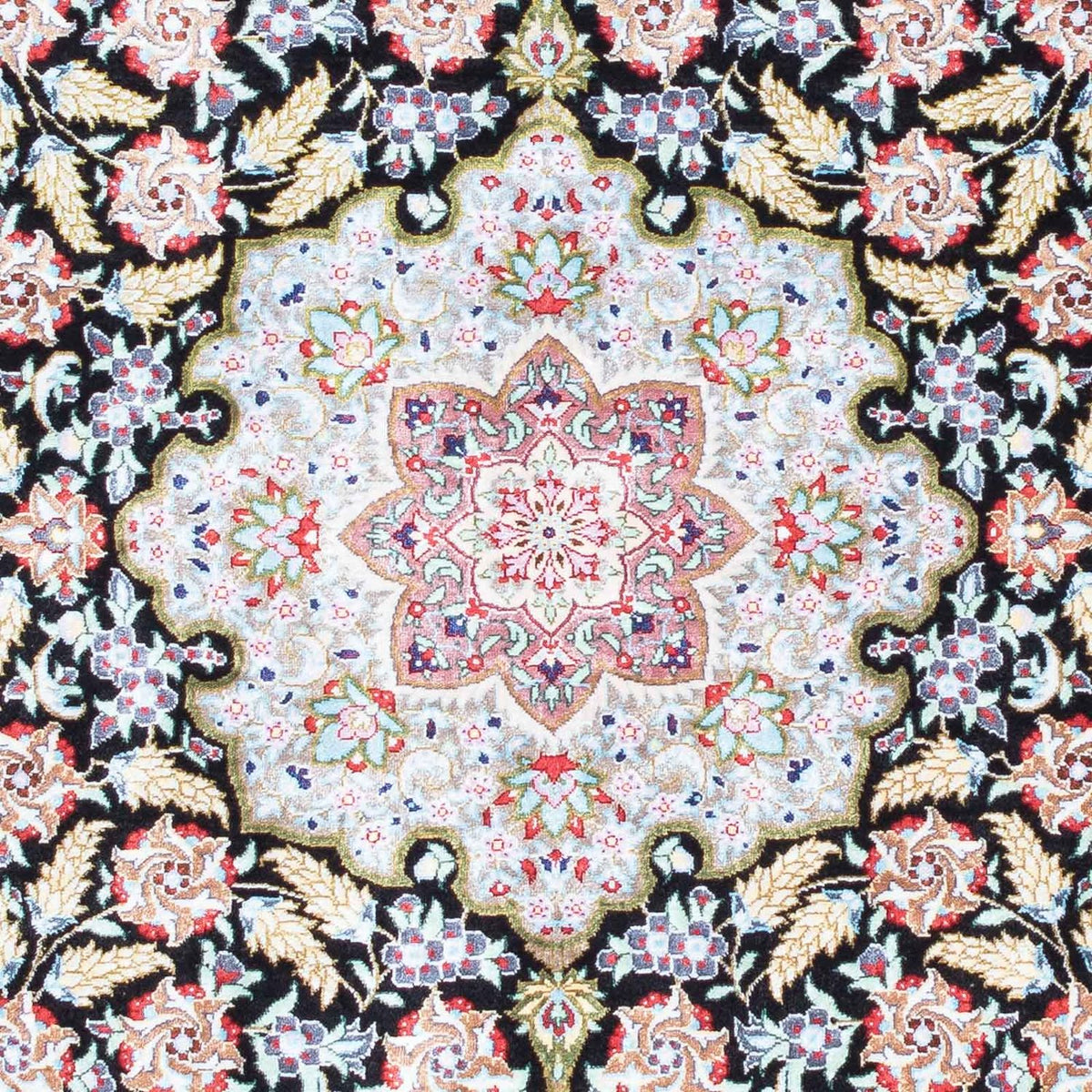 Tapis persan - Ghom - 124 x 79 cm - bleu foncé
